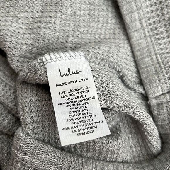 Lulus Personal Record Heather Grey Knit Balloon Sleeve Sweater Top - Picture 7 of 7